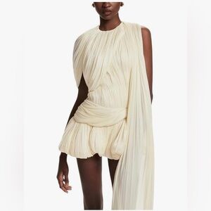 Elegant Ruffle Cape - Sleeve Mini Dress for Women Luxury Flowy Ruffle Mini Dress